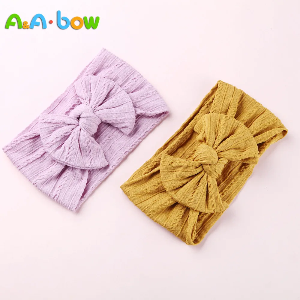 100pcs Cable Knit Nylon Bow Headwrap One size fits all Baby headbands wide nylon headbands baby hea
