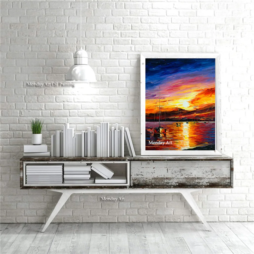 High-quality-Sunset-coast-canvas-oil-painting-picture-hd-landscape-mural-printing-modern-home-meal-decor (2)