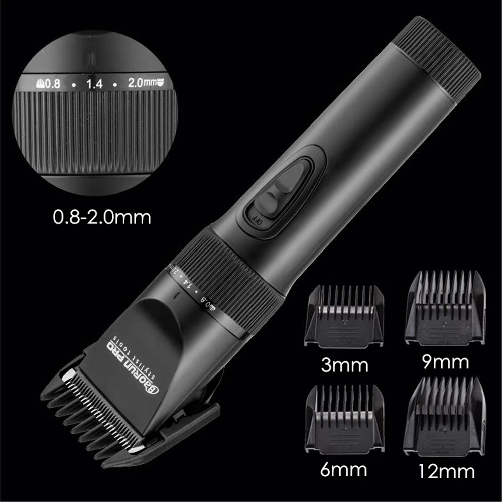 Professional Electric Hair Clipper Titanium Blade Lithium Rechargeable Hair Trimmer Beard Shaver