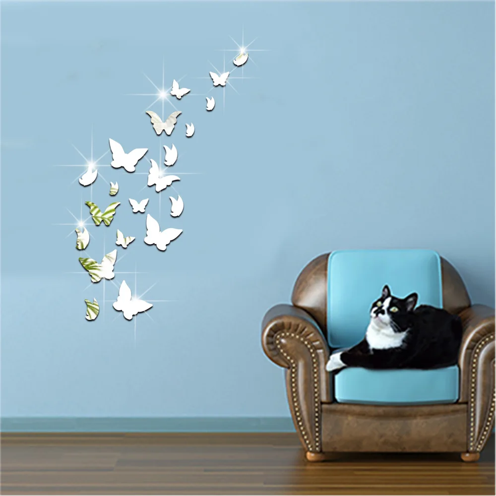 Butterfly Mirror Wall Stickers Kid Room Acrylic 3D Sticker Home