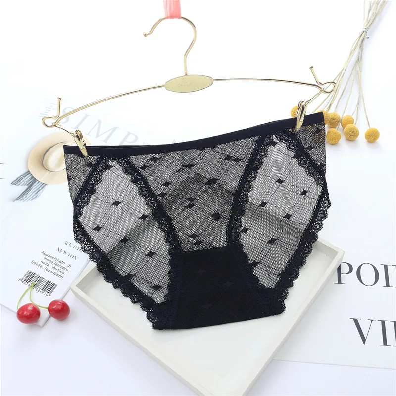 Ultra-thin Seamless Briefs Transparent Mesh Women Underwear Panties Lace Panties Women Ladies' Tempting Sexy Panty Underpants 39 (3)