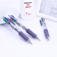 1 Uds., rojo, azul, negro, verde, cuatro colores, pluma de escritura, 0,7mm, bolígrafo de firma, bolígrafo de plástico, oficina escolar, papelería(China)