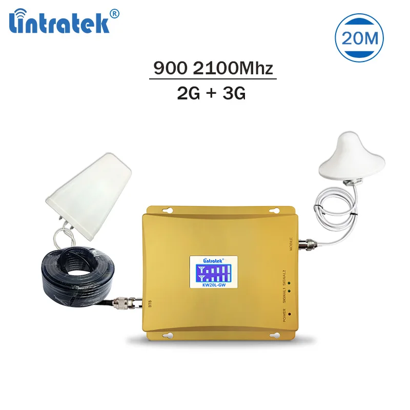 

Lintratek hot sell dual band 2G 3G signal booster 900 2100 gsm umts repeater mobile phone signal amplifier full kit 20m #7