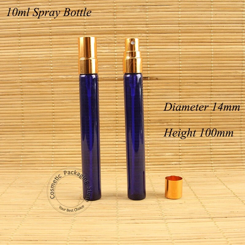 

Promotion 24pcs/Lot Glass 10ml Parfum Women Cosmetic 1/3OZ Container Empty Spray Perfume Bottle Rose Gold Lid Atomizer Blue Pot