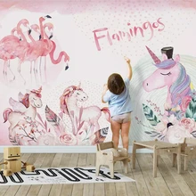 Beibehang Индивидуальные Современные экологические скандинавские Розовый Единорог Фламинго задний план обои домашний декор папье peint
