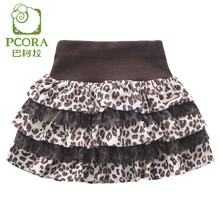 PCORA Enfants Fille Mini Jupe Léopard Motif Printemps et Automne Porter Tricoté Élastique Taille-Dessus Du Genou robe de Bal Jupes Vêtements