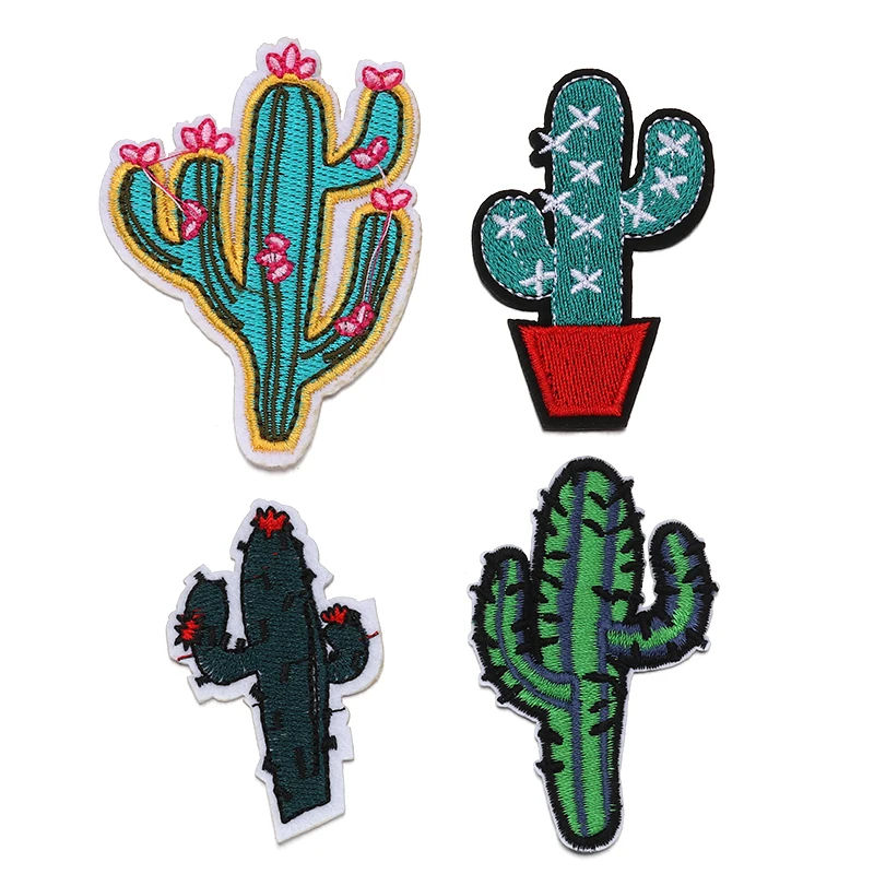 

4 Design Cactus Iron Patches For Clothing embroidery Appliques Stickers Decor Patches DIY Patches For clothes Fabric Badges