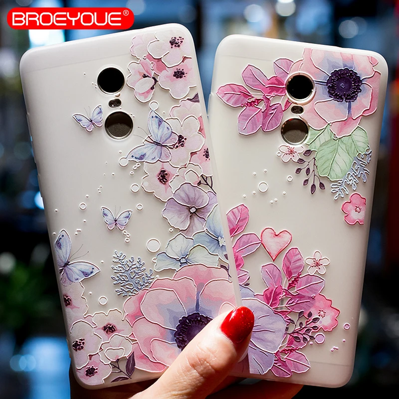 

BROEYOUE Case For Redmi Note 4 4X 5A Prime 5 Plus 3D Relief Phone Cover Soft TPU Silicone Flower Case For Redmi Note 5 Pro