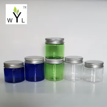 

50g 80g PET cosmetic jar with Aluminum cap lid, 50ml 80ml PET cream pot makeup bottle