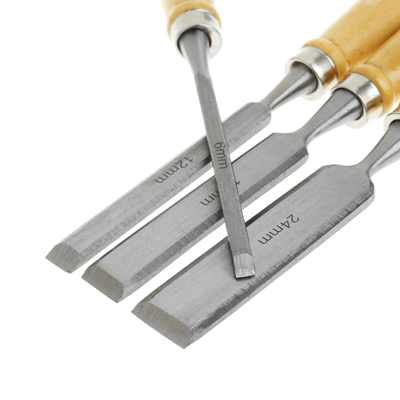  4Pcs/Set Wood Sculpture Flat Chisel DIY Woodworking Hand Tool