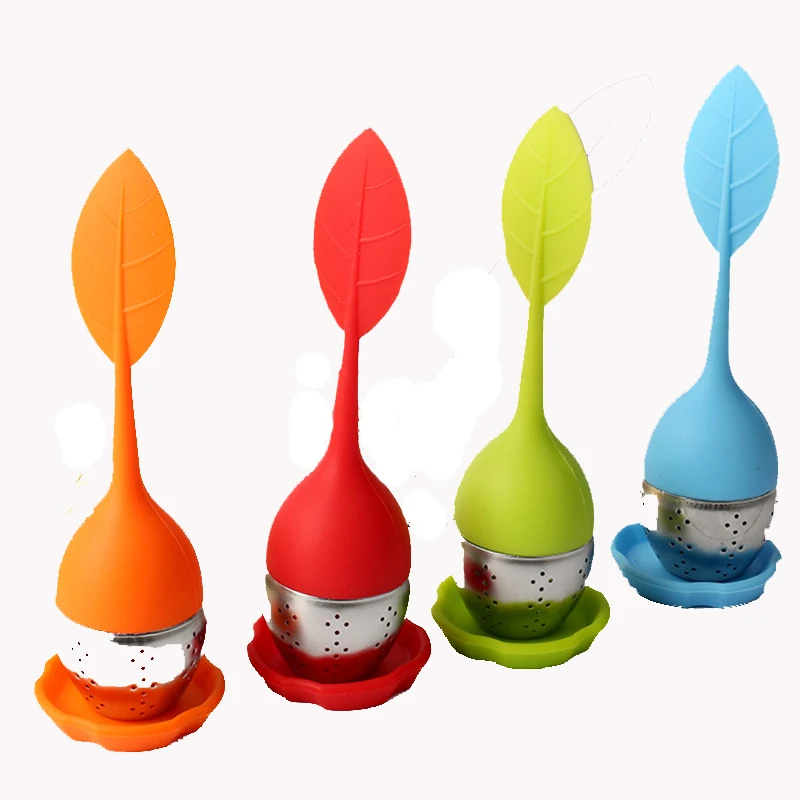 Silicone Stainless Steel Tea Infuser Leaves Shape Sphere Strainer Teapot Filter Coladores De Tea