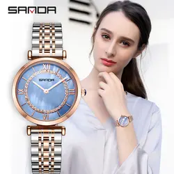 Новинка 2019 года сандалии часы женские водостойкие розовое золото Сталь тенденции моды женские часы корейский бренд кварцевые часы