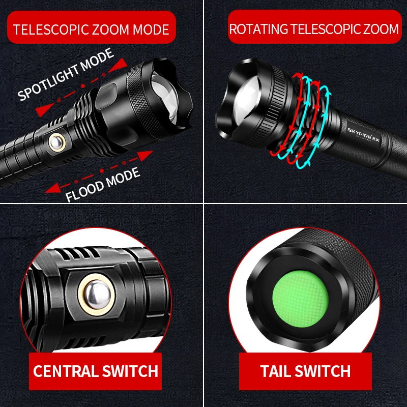 P70 блики Телескопический фонарик фокусировки перезаряжаемые Супер яркий Дальний 5000 ксеноновая лампа открытый дом
