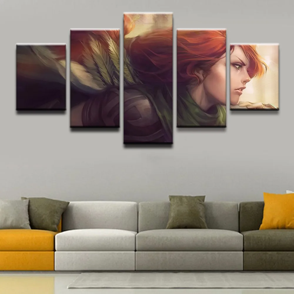  5 Panel Canvas Art Girl DOTA Role Modern Decorative Paintings on Canvas Wall Art for Home Decoratio