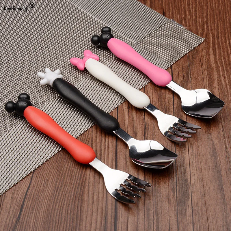 

2pcs/set Stainless Steel Dinner Set Spo on Scoop Fork Cartoon Dinnerware kit Children West Tableware Set Fork Dining Appliance