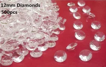 

500 pcs / lot 12mm Acrylic Clear Crystals Diamond Confetti Table Crystals Scatter diamond confetti Wedding Party Decoration