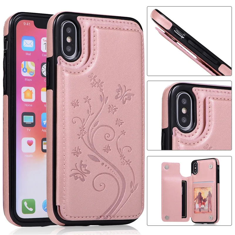 Tikitaka Butterfly Pattern Wallet Case For iPhone 7 8 Plus XR XS Max Magnet Leather Flip Cases For iPhoneX 7Plus 6 6S Plus Cover