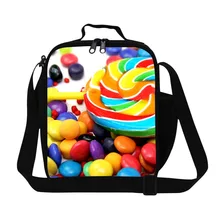 Цветные пироженые принт детские Еда сумка для хранения леденец на палочке пакеты для закусок женские Портативный сумка для обеда дети Упаковка Сумки для пикника