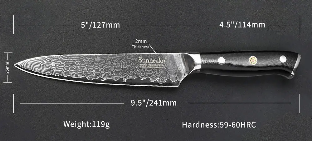 SUNNECKO дамасский 6,5 ''нож шеф-повара 5'' универсальный нож японский VG10 Стальные Кухонные ножи G10 Ручка острый нож для мяса фруктов инструмент