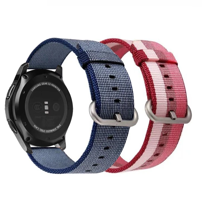 Нейлоновые часы для galaxy watch 22 20 мм 42 46 ремешок Samsung Gear sport S2 S3 классический галька
