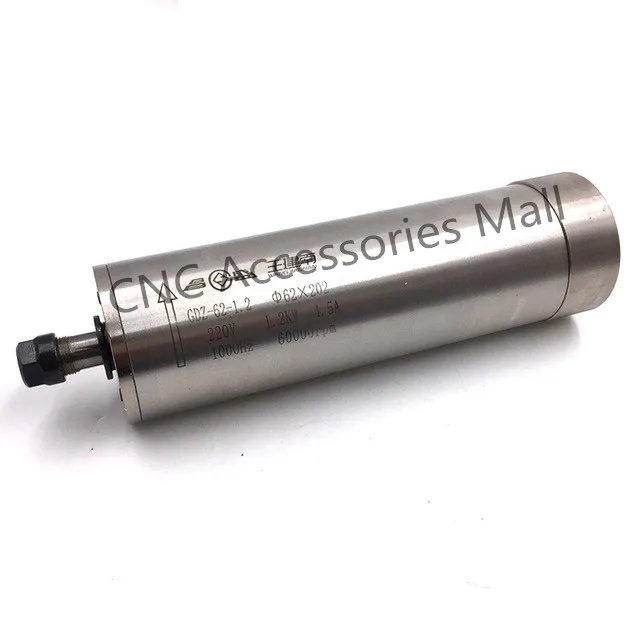 

CNC Router spindle 1.2kw water cooled 24000rpm D62mm P4 bearings for wood,aluminum,metal grinding