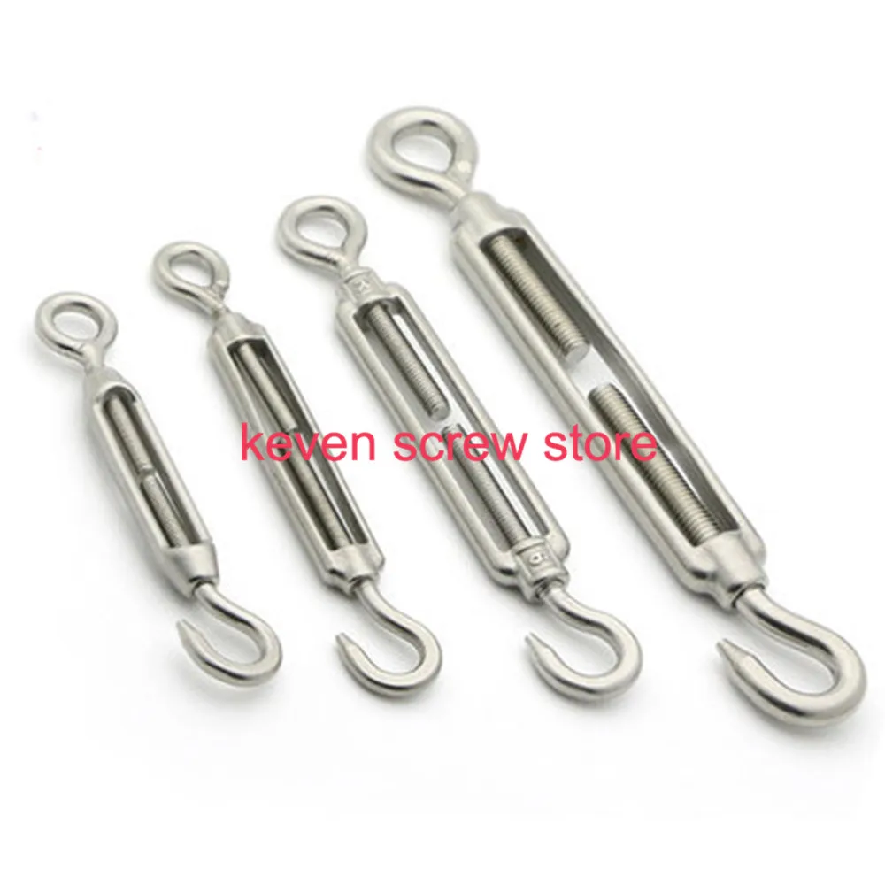 

1pcs 304 M10/12/16/20/24 Stainless Steel Basket screws wire rope tension Hook & Eye Turnbuckle Wire Rope Tension