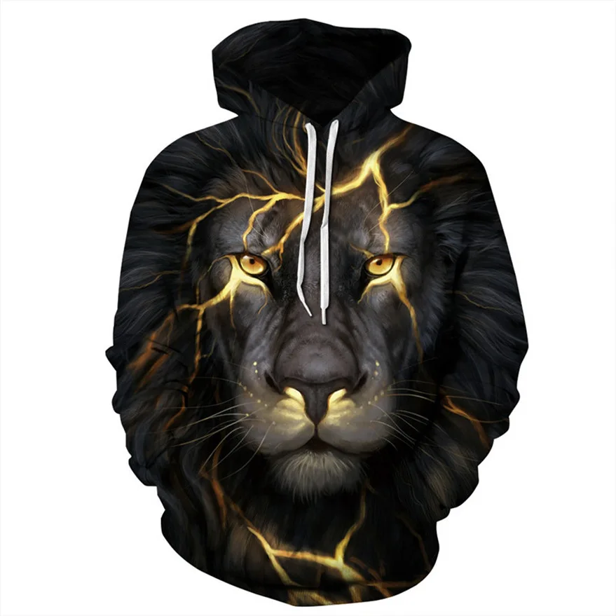  New Style Hiphop Hoodies Sweatshirts Animal Colorful Lion 3D Printed Cool Hoodie Women Hooded Woman