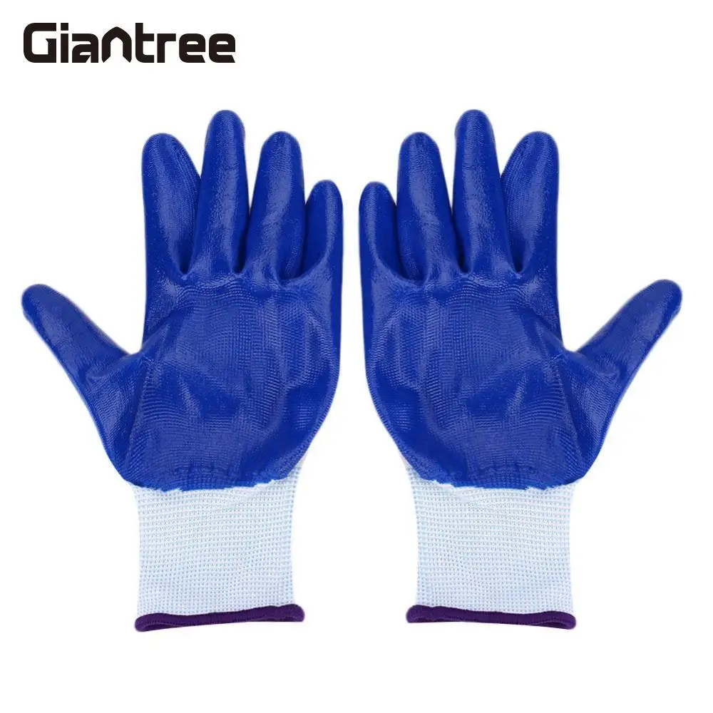 Giantree 1 пара мягкие нитриловые покрытые Садоводство Озеленение рабочие перчатки с кончиками пальцев анти-прокол стойкий нейлон и NBR