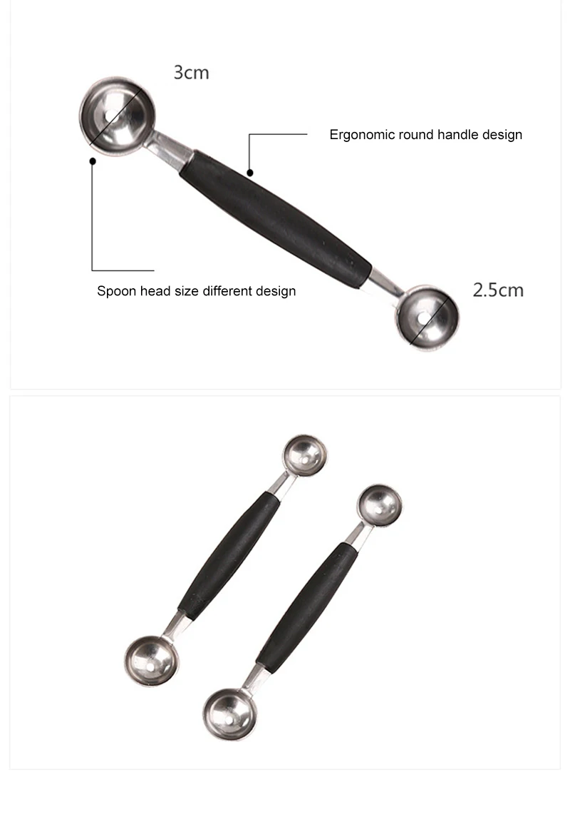 Двухконцевая ложка для фруктов из нержавеющей стали, ложка для мороженого, тарелка для фруктов, инструмент для приготовления картофеля