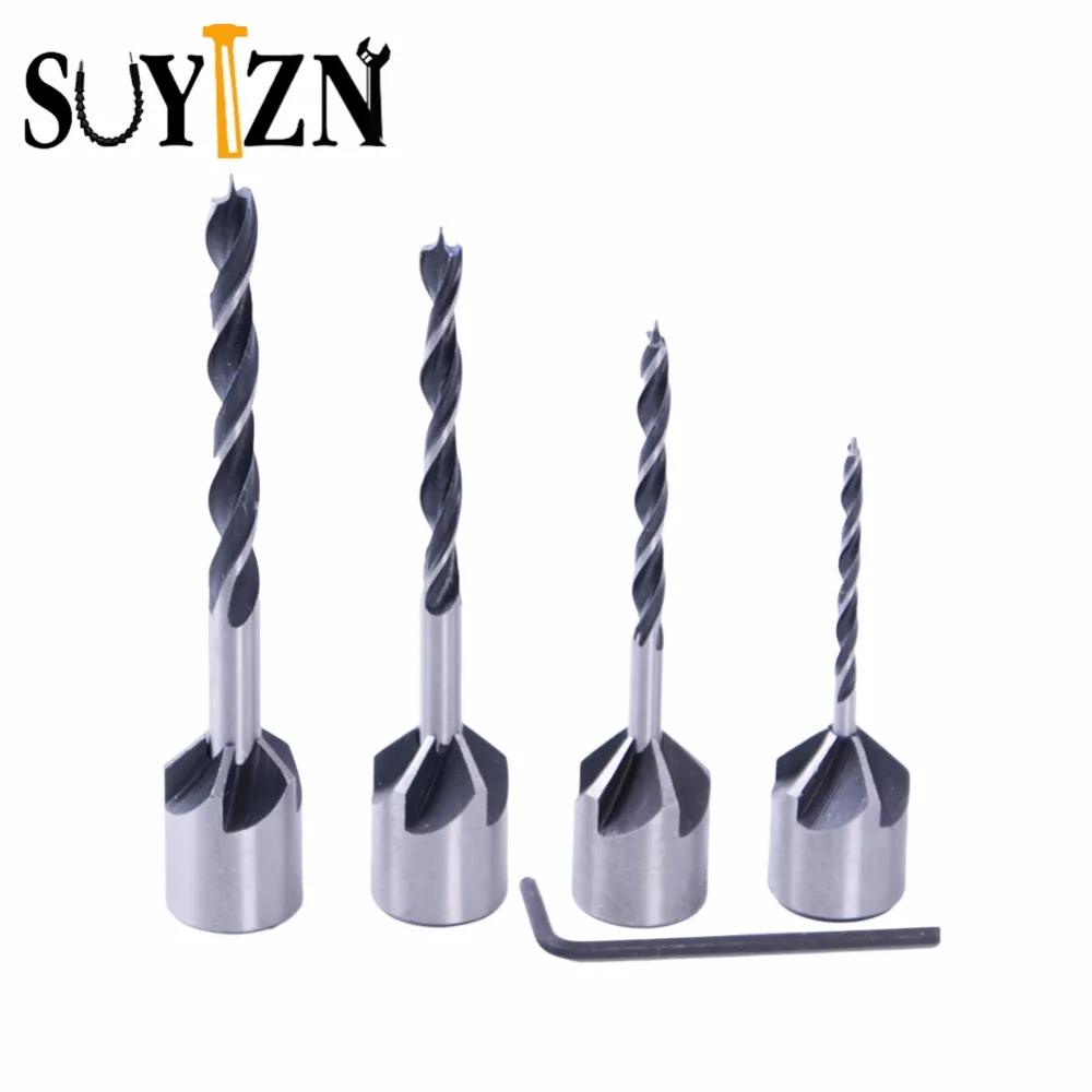 4pcs Wood Drill Set HSS 5 Flute Countersink Drill Bit Carpentry Reamer