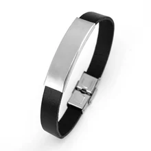 Кожаные браслеты для мужчин заготовки звеньев персональный принт имя браслеты и браслеты из нержавеющей стали безопасная застежка 10 шт