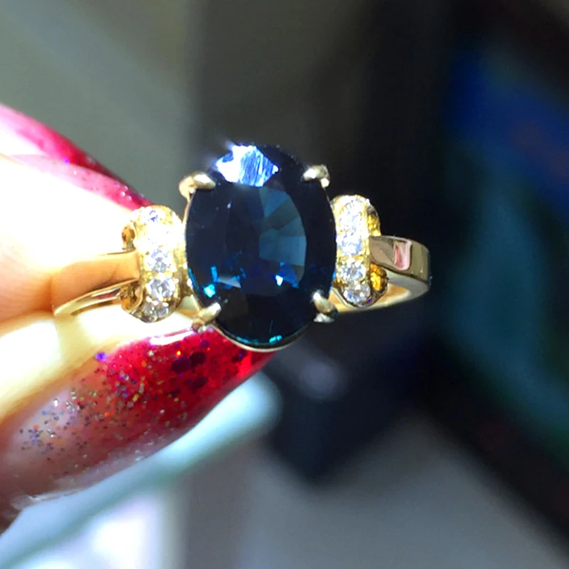 Обручальное кольцо с натуральным сапфиром 2 карата|ring 18k|ring bluering ring |