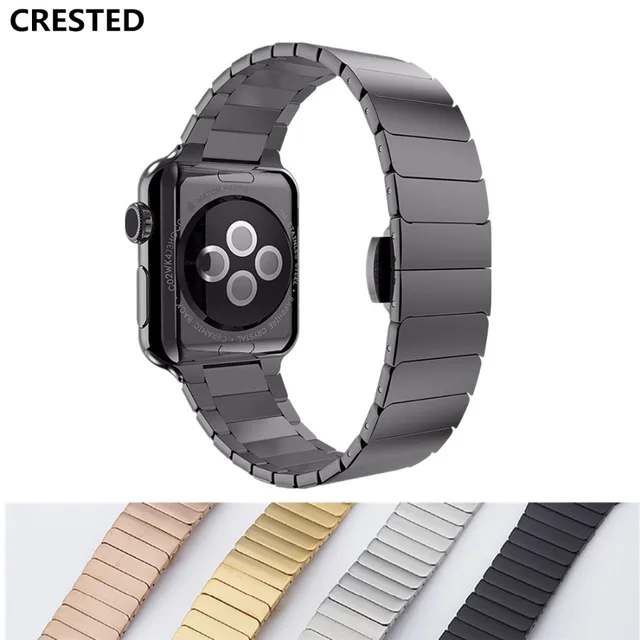 Best Offers CRESTED Stainless Steel Bracelet For Apple Watch band 3 42mm/38mm iwatch 3/2/1 wirst bands Butterfly Loop Watchband belt correa