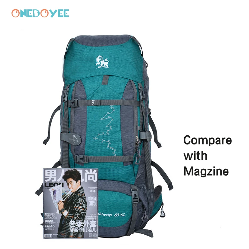Onedoyee 80 + 5L كيس التسلق المهنية للماء الظهر تسلق التخييم المشي لمسافات طويلة على ظهره تسلق الجبال في الهواء الطلق حقيبة النايلون