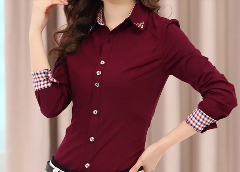 

Free Shipping New 2016 Women's formal autumn professional long-sleeve plus size Chiffon Blouse Shirts Basic Top Shirt