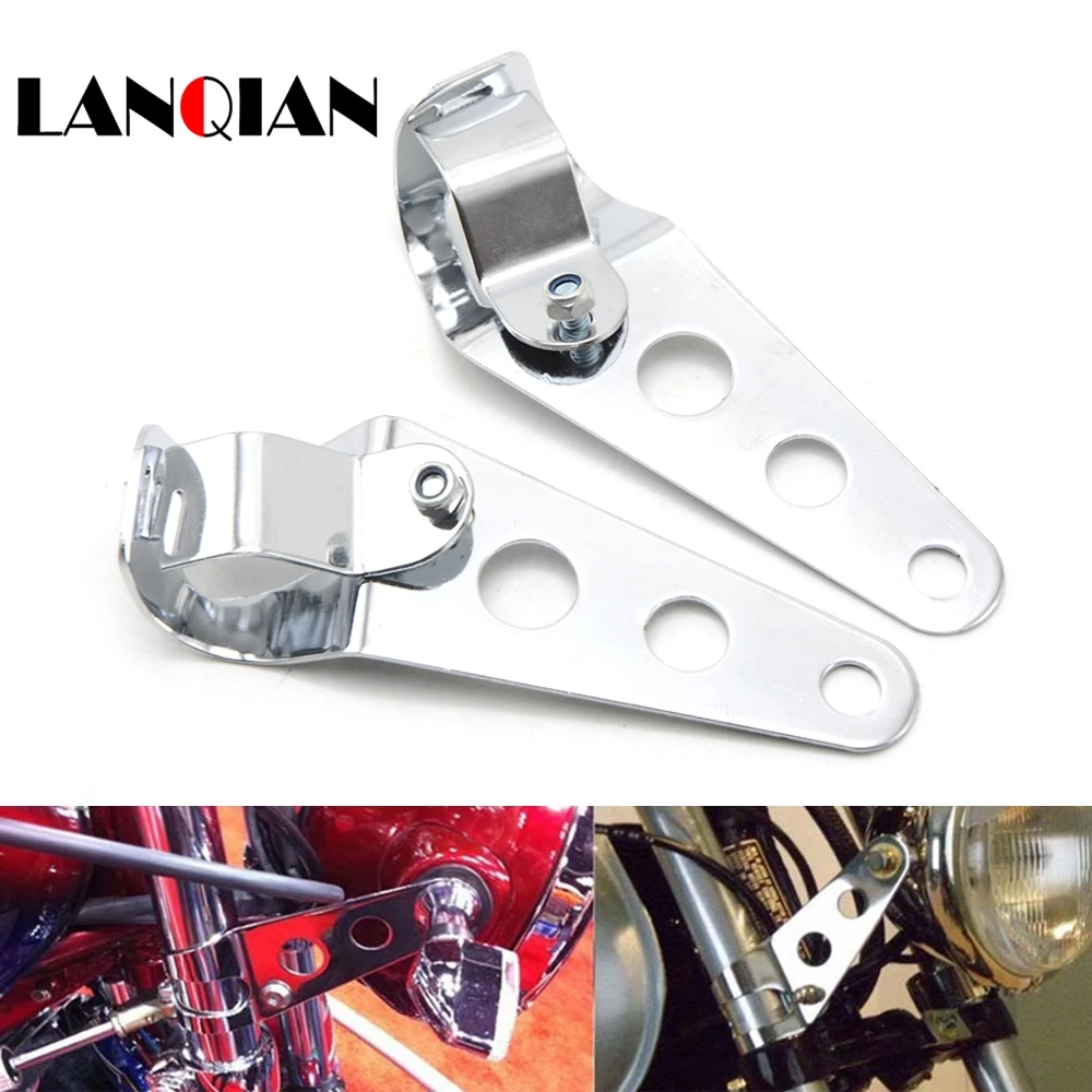 

Universal 35-45mm Motorcycle Headlight Mount Bracket Steel Motorbike Fork Ears for Bobber Cafe Racer Black/Silver