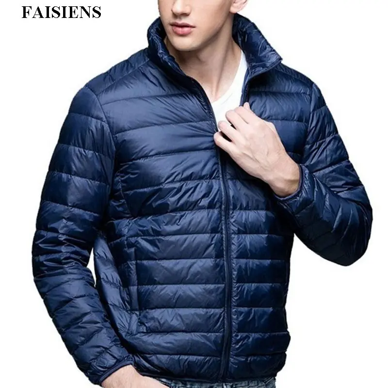 FAISIENS, большие размеры, зимние мужские свободные куртки, пуховики, большие мужские 7XL 8XL 9XL куртки, светильник, тонкая верхняя одежда для мужчин, синее мужское теплое пальто