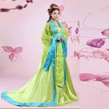 Великолепное зеленое китайское Старинное платье Пери с большим хвостом и вышивкой, Цветочное платье в народном стиле платье принцессы для косплея, один размер 081508