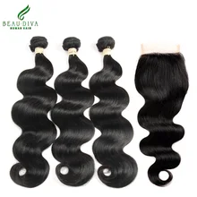 Brazilian Virgin Hair Body Wave 3/4 Bunldes With Closure 7A Brazilian Virgin Hair with Closure Brazilian Hair Weave Bundles
