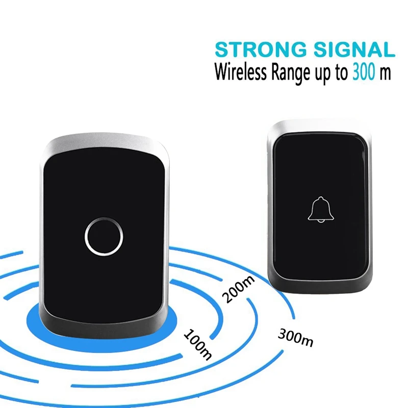 Cacazi, беспроводной дверной звонок Водонепроницаемый 1 кнопка батареи 2 приемника 300 м удаленный Умный дом беспроводной дверной звонок Chime (Eu