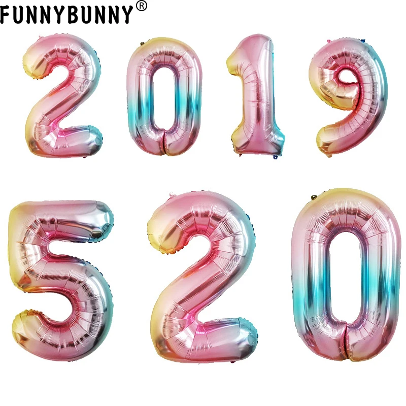 

FUNNYBUNNY Creative 40 Inch Gradient Color Digital Aluminum Balloon Birthday Wedding Decoration Birthday Balloons