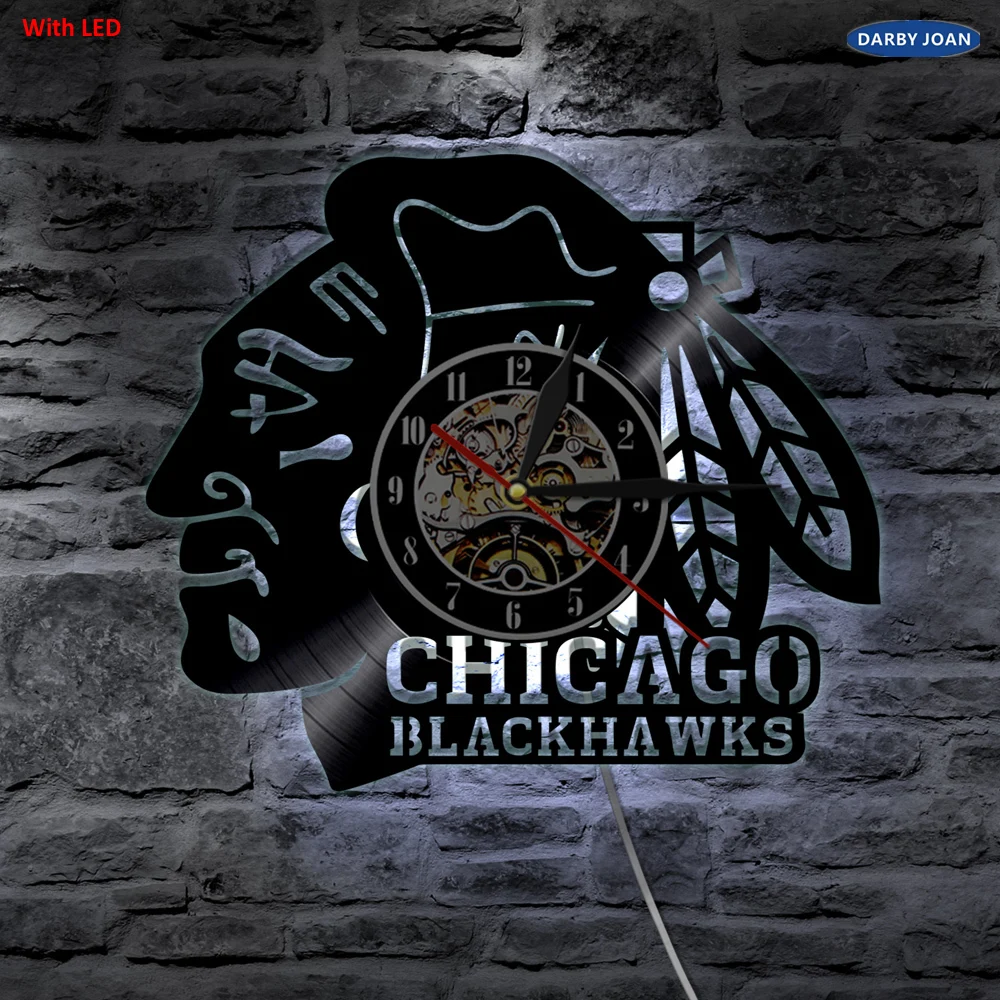 Светодиодный виниловый светильник Chicago Blackhawks для хоккея, изменяющий цвет, настенный светильник с пультом дистанционного управления, светодиодный светильник с подсветкой LP для прохладной гостиной