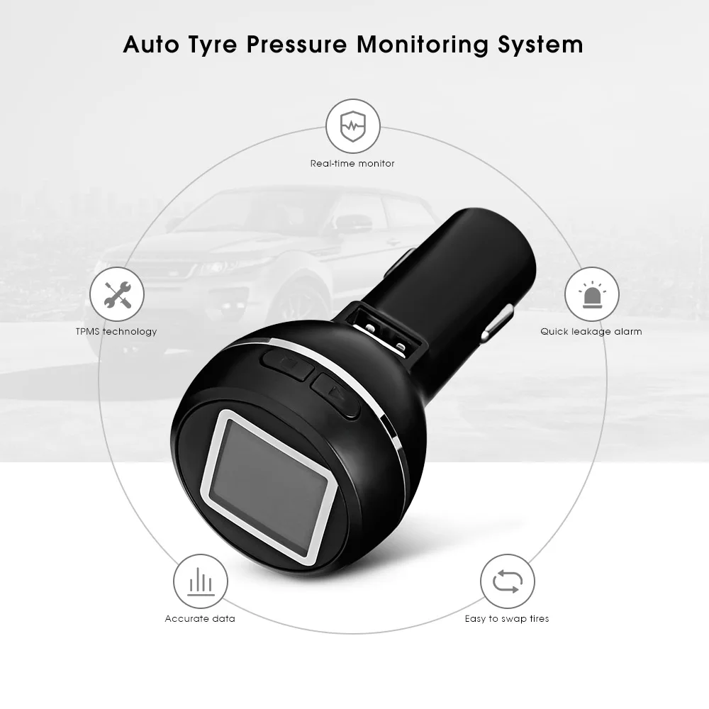 

Pershn D580C - WI Auto Tyre Pressure Monitoring System with 4 External Sensors Color Screen Car Tire Alarm System