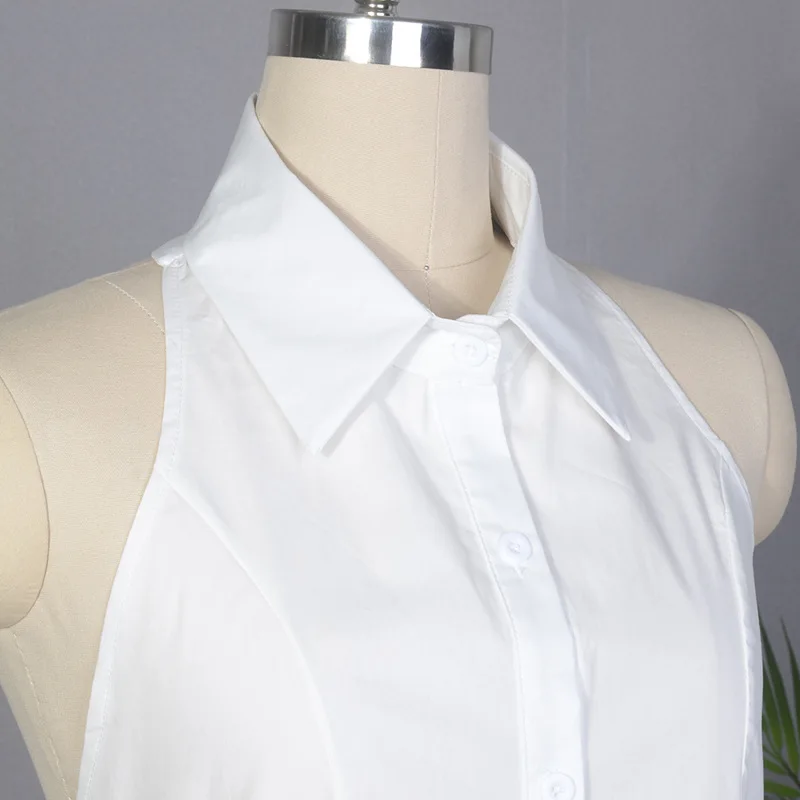 DEAT модная Новая летняя Однотонная рубашка с воротником-стойкой, сексапильная женская рубашка, Повседневная хит модных продаж, одежда, блузка BF161