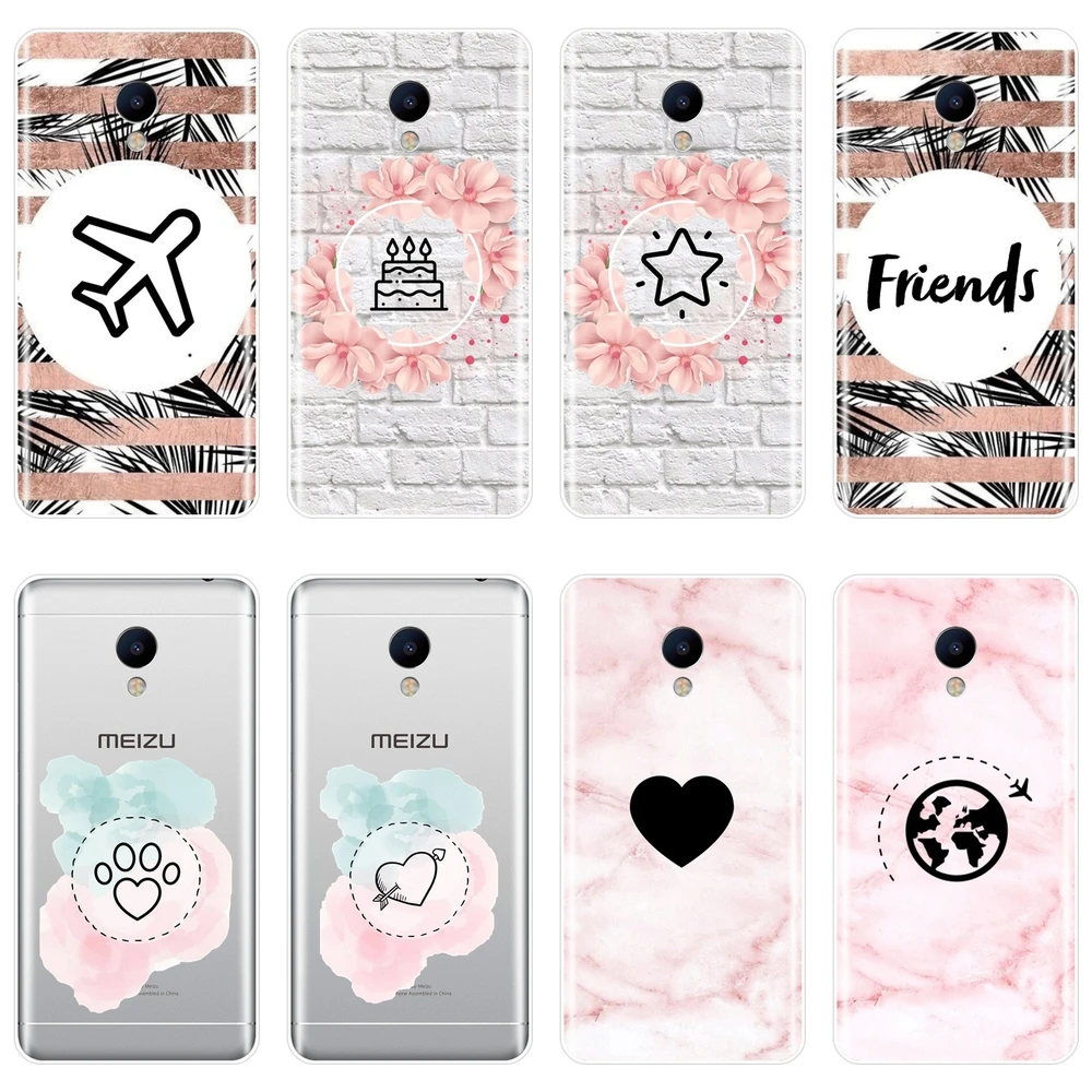 

TPU Phone Case Silicone For Meizu M6 M6S M6T M5 M5C M5S M3 M3S M2 Heart Airplane Star Soft Back Cover For Meizu M2 M3 M5 M6 Note