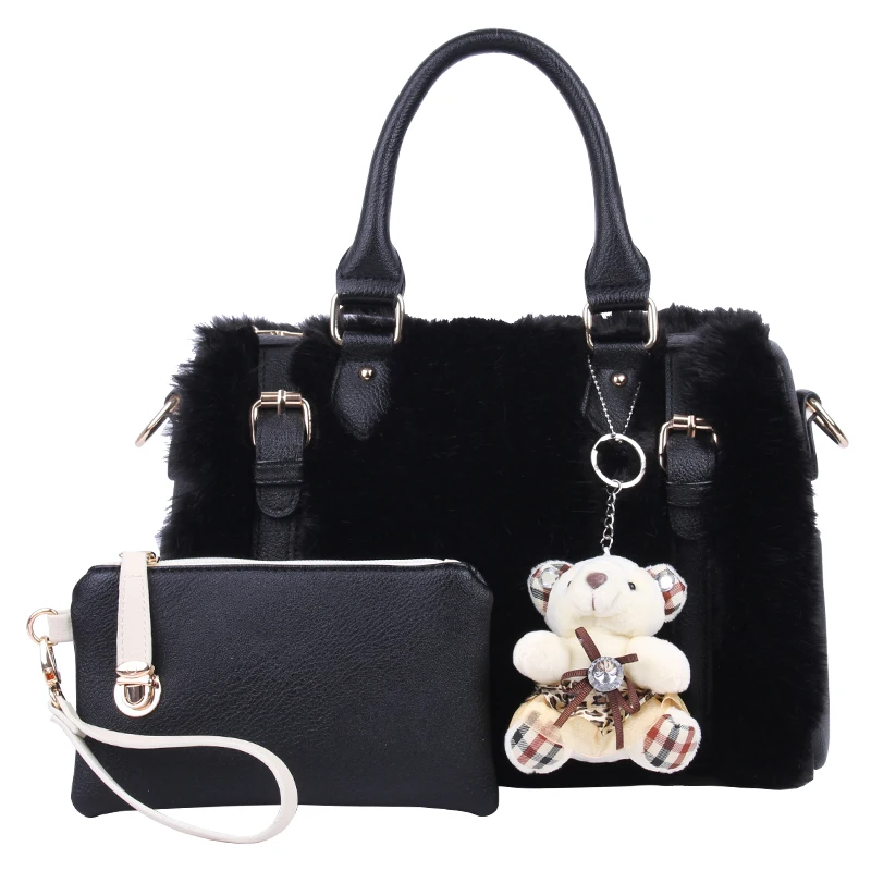

Fur Bag Women Famous Brand Designer Handbag Fashion Boston Shoulder Bag Plush Top-handle Bags