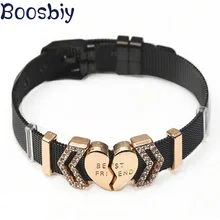 Лидер продаж, модные брендовые браслеты Boosbiy с кристаллами BEST FRIEND Slide, очаровательные сетчатые браслеты для женщин, вечерние, подарок