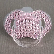 Hot New rose Princesse fait à la main bling cristal strass Bébé Sucette/Mamelons/Mannequin/cocka/chupeta & sucette clips