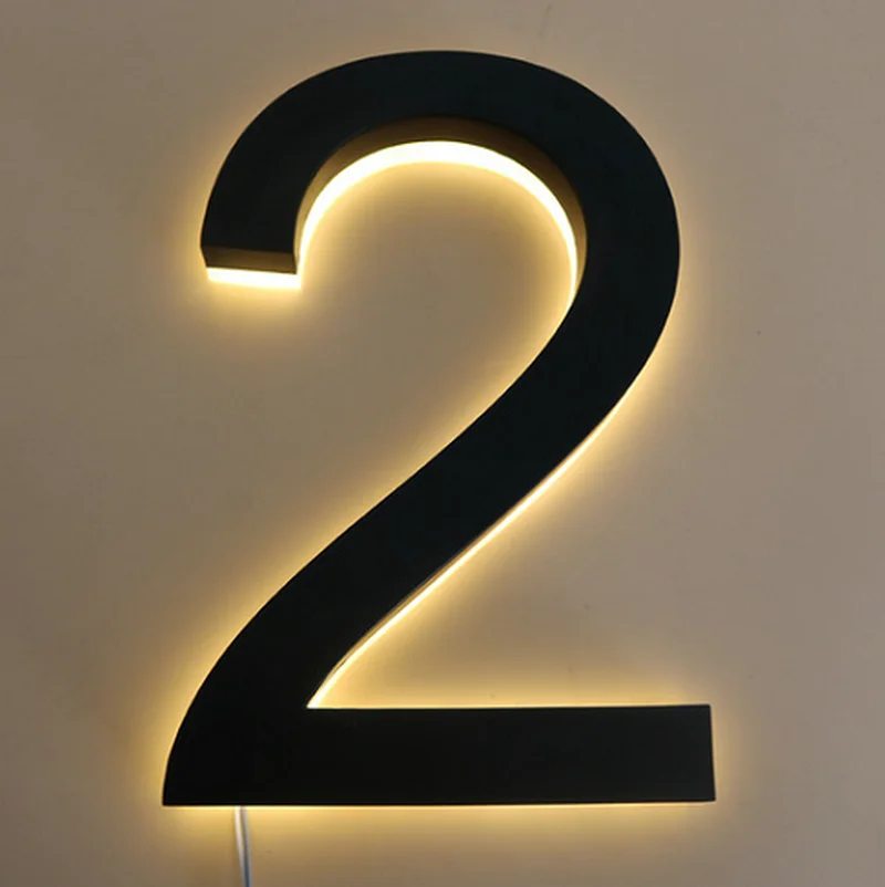 Waterproof 300mm 3D Led House Numbers Illuminated Warm White Light 0-9 Letter ABC Door Plate Acrylic Sign for Home Outdoor Address Modern Floating Digital 