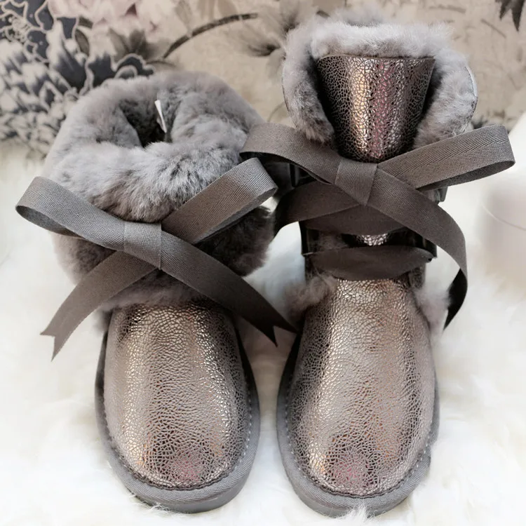 Модные зимние ботинки из натуральной овечьей кожи; водонепроницаемые зимние ботинки; натуральный мех; теплая шерсть; женские ботинки; нескользящая обувь